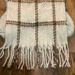 Anne Klein Scarf Fringed Plaid Neutral Cream Tan Black Large Blanket Cozy Soft Photo 1