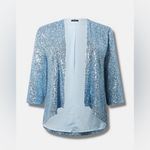 Torrid Red Holiday Sweater Dress with Gingerbread Detail Sparkling Blue Sequin Cardigan Photo 1