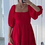Saints + Secrets  red puff sleeve mini dress Photo 0