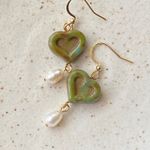 Handmade unique quality Czech glass heart bead fairy boho vintage retro style earrings🌿✨ Photo 3