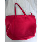 Joy Mangano Red Leather Tote Shoulder Travel Bag w/ Small Cosmetic Bag Inside Photo 4