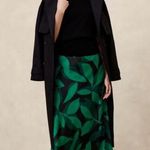 Banana Republic  Green and Black Geographic Print Satin Midi Slip Skirt Sz S NWT! Photo 0