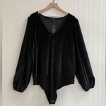 Torrid Stretch Velvet V-Neck Long Sleeve Bodysuit in Deep Black Size 3 3X 22-24 Photo 5