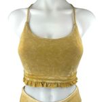 JoyLab Yellow Gold Velour Velvet Sleeveless Crop Top Leggings Pants 2 Pc Set XS Photo 3