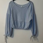 Aerie Light Blue Off-the-Shoulder Sweater Photo 1