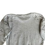 Rebecca Taylor Women’s Gray Lace Sleeve Crewneck Pullover Cotton Sweater Large Photo 5