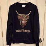 Scotland Highland Rainbow Cow Classic Navy Blue Crewneck Pullover Sweater Photo 0