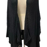 Chico's Size M/L VTG Stretch Open Vest Duster Cardigan Black Travel Minimalist Photo 0