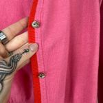 Macy's On 34th Pink Embellished Buttons Red Stripe Tipped V-Neck Long Sleeve Cardigan Photo 5