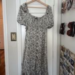 ZARA  puff sleeve satin floral midi dress Photo 2