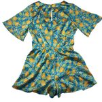 Skies Are Blue Anthropologie Aquatic Floral Tropical Surplice Romper Size M Photo 9