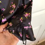 For Love & Lemons Black and Purple Floral Satin Corset Lace Up Dress Size M Photo 4