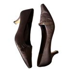J. Loren Collection vintage brown fabric covered pumps with square toes size 8.5 Photo 12