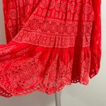 Johnny Was $350 NWOT  Desi Embroidered Floral Red Eyelet Button Shirt Blouse Sz L Photo 8