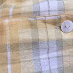 Vintage Linen Blend Shirt Dress Yellow & Green nipped waisted dress Size L Photo 9