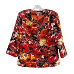 Birch Hill Women's Floral Silk Blend Blazer Size L Pockets Old Money Art to Wear Red Size L Photo 0