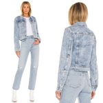 Free People  Blue Acid Wash Denim Trucker Jacket M Photo 1