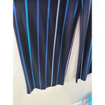 Susan Graver  Pants Women's XL Black Blue Striped Liquid Knit Wide Leg Stretch Photo 2