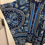 Lands' End  Paisley Button Front Tunic Kaftan Top Large Cotton Resort Cover Up Photo 1