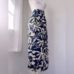 Briggs New York Vintage ‘00s Briggs Navy & Cream Floral Print Elastic Waist A-Line Maxi Skirt Photo 1