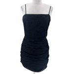 The East Order Black Animal Print Ruched Asymmetrical Hem Bodycon Mini Dress S Photo 3