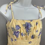 Forever 21  Dress Milkmaid Yellow Cream Floral Size Small Mini Tie Straps Shirred Photo 10