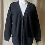 American Vintage Vintage Katherine O'Neil Black 100% Cashmere Cardigan Sweater Size M Classic Photo 0