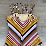 Anthropologie Mermaid Tan&Pink Chevron One Piece Swimsuit Sz.S Photo 5