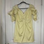 ASOS DESIGN off shoulder twist with button detail Yellow Mini Dress Size 6 Photo 1