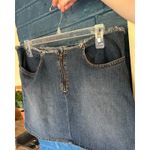 Candie's  Denim Mini Skirt Frayed Hem Y2K Front Zip‎ Pockets Blue Photo 1