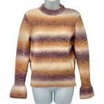 Greylin Anthropologie Orange Purple Flared Sleeve Striped Mock Neck Sweater sz M Photo 1