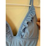 J.Crew Ruffle Plunge Swimsuit One Piece Light Blue Women's Size 6 Photo 5