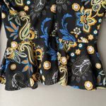 Forever 21  sz M black yellow bell sleeve‎ boho blouse Photo 7