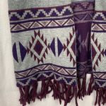 Charming Charlie womens large gray wool aztec fringe cardigan santa fe purple Photo 3