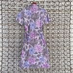 Vintage 80s Nancy II purple floral pussybow shirt dress 12 Size L Photo 6