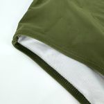 One Piece High Waisted Bandeau Cutout Swimsuit Removable Halter Straps Olive Med Green Photo 5