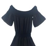 Patrizia Pepe Romper Women's S Smocked Neck & Waist Pom Pom Trim Silky Black Photo 4