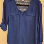 Candie's  Size S Womens Blue Short Sleeve with Pockets and Back Lace Photo 0