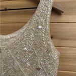 Vintage Fully Beaded Sequin Size Medium Lined Wool Cropped Tank Top Silver Photo 7