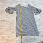 Pappagallo Women’s 12 Gray White Stripe Dress Bell Ruffle Sleeve Resort Office Photo 4