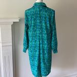 Vintage Dress 10 Long Sleeve Retro Classic Atomic Shirtdress Fall Winter 80s 90s Blue Photo 5