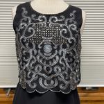 Francesca’s NWT Black Blue Embroidered Glass Beaded Sequins Sleeveless Dress Size M Photo 2