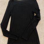 Michael Stars  Black Ribbed Boat Neck Cut Out Long Sleeve Top OS Photo 4