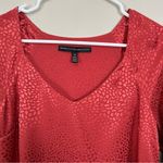 White House | Black Market  Burnt Red Orange Jacquard Silky Long Sleeve Top Sz XS Photo 3
