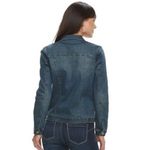 Juicy Couture  Nailhead Stretch Denim Jean Jacket M 20” p2p Dark Wash $70 Retail Photo 8