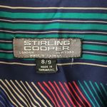 Vintage Button Down Stripe Dress Shirt Bow Neck 70 80s Sterling Cooper Blue Photo 5
