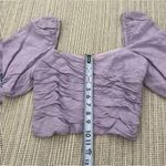 ZARA  purple ruffle puff sleeve crop top with side zipper Photo 4