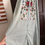 90s Vintage DENIMLAND Floral Embroidered Maxi Button Front Jean Skirt Medium Blue Photo 1