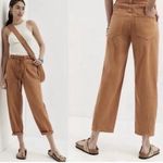 Pilcro Anthropologie The Breaker Cropped Pleated Barrel Jeans Tan Size 29 Photo 1