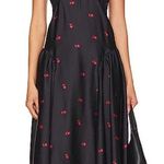 Free People On My Own Floral Satin Smocked Midi Dress Women’s Sz M Black Size M Photo 0